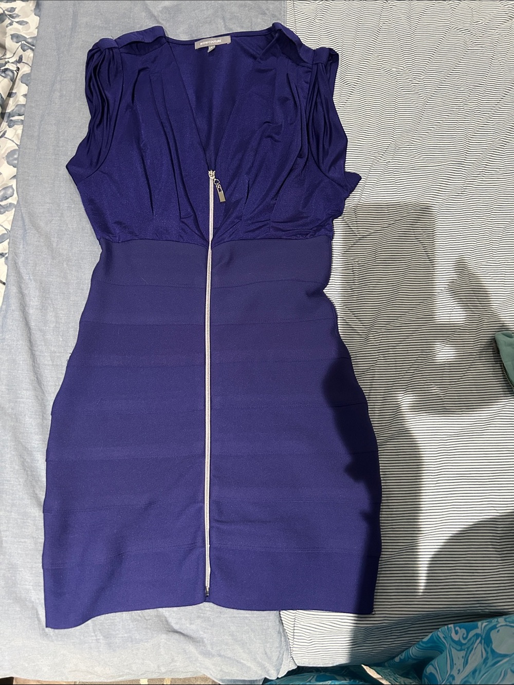 WOW couture Royal Purple Zip-Front Mini Dress